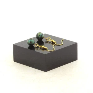 Ohrringe 1 Perle Türkis Afrikanischer Stahl Golden Made IN Frankreich - Bild 1 von 2