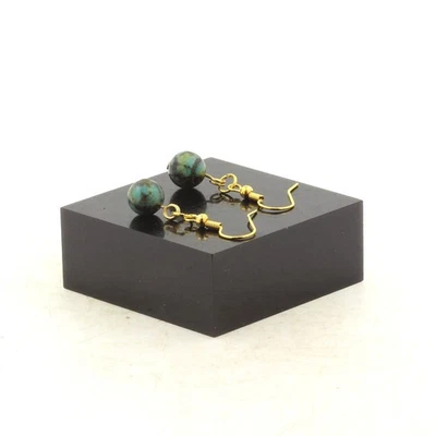 Ohrringe 1 Perle Türkis Afrikanischer Stahl Golden Made IN Frankreich - Bild 1 von 2