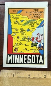 Vintage Decal ,Minnesota Original sleeve with instructions. Paul Bunyan NOS - Picture 1 of 4