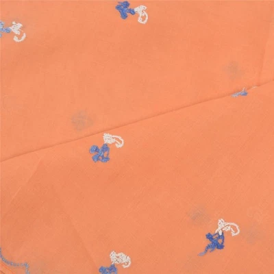 Sanskriti Vintage Dupatta Long Stole Cotton Peach Handmade Chikankari Hijab Veil - Image 1 of 4