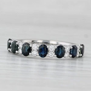 2.05ctw Zafiro Azul Anillo con Diamante 14k Oro Blanco Talla 8.75 Apilable Boda - Imagen 1 de 10