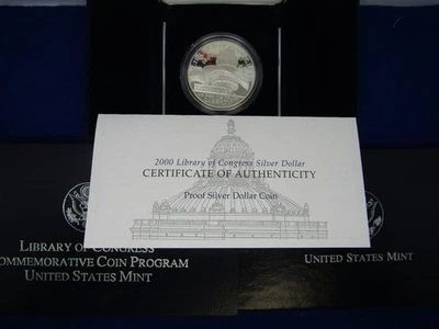 2000-P Library Of Congress Silver Dollar Proof Silver Dollar Coin - Image 1 of 4