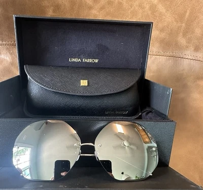 Linda Farrow LFL567 2 Gafas de sol Forma Poligonal Marco Plateado Titanio NUEVO Foto 1 de 4