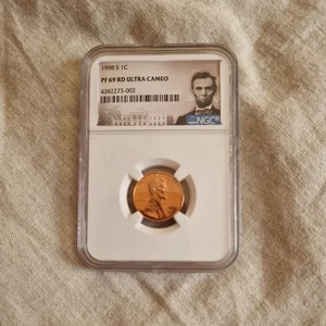 American 1998-S 1C Graded Lincoln Cent Proof Coin NGC PF 69 RD ULTRA CAMEO - Bild 1 von 5