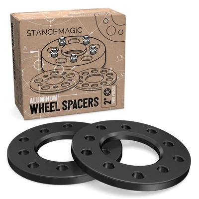 2pcs 1/2" Thick Flat 5x4.75 Black Wheel Spacers | 82mm Hub | Fits Chevy GMC Foto 1 de 4