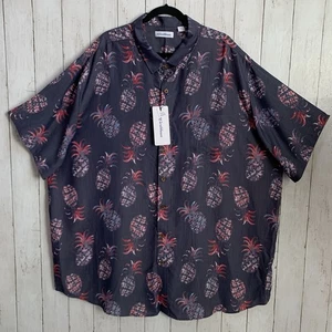 Caribbean Mens Hawaiian Tropical Shirt Modal pineapple button down 4XT New - Picture 1 of 15