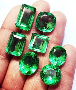 Brazilian Green Topaz 91.35 Ct 7 Pieces Mixed Shape Lot Loose Gemstone - Picture 1 of 6