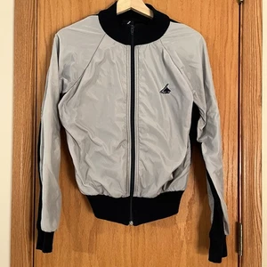 Cannondale Sz S Jacket VTG 80s Windbreaker Bomber Nylon Full Zip Gray Navy Flaws - Picture 1 of 24