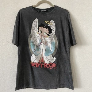 ZARA BETTY BOOP Angel Mirror Devil Grey 100% Cotton T-Shirt Medium - Picture 1 of 5