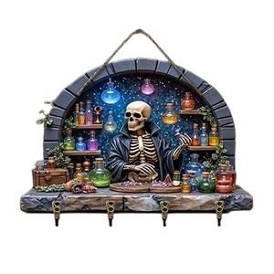 Halloween Deko Wandhaken Holz Schlüsselhalter Eingang Hängedeko - Bild 1 von 8