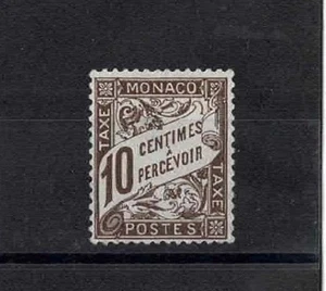 FRANCOBOLLO MONACO AFFRANCATURA DUE YVERT TAXE 4 " 10c MARRONE " MNH VF J534 - Foto 1 di 2