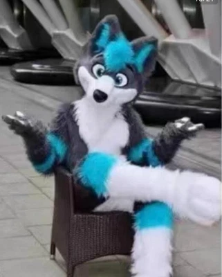 Disfraz de mascota de zorro husky de piel larga traje de Halloween disfraces Foto 1 de 4