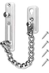 Door Chain Lock, Heavy Duty Stainless Steel Security Chain with Screws for Home - Picture 1 of 6