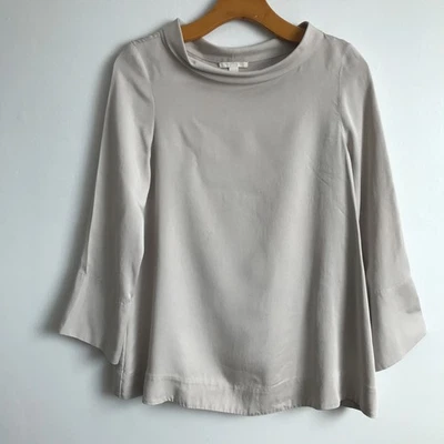 COS Womens Shirt 4 Oyster Gray Long Sleeve Cowl Neck Pullover Blouse - Image 1 of 4