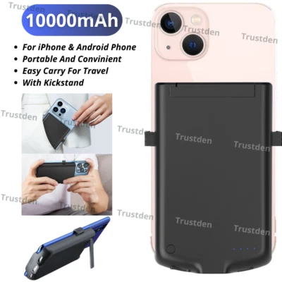 External Portable Battery Charger Case Power Bank For iPhone Android Rear Cover - Image 1 of 4