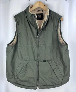 Lee Premium Select Brown Mens Sherpa Lined Parka Jacket Large Sleeveless Gilet - Picture 1 of 9