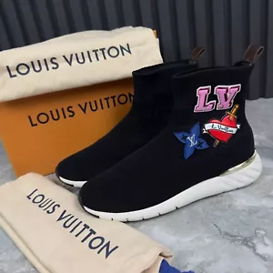 Louis Vuitton Aftergame Calzino Sneakers Patch Tessuto Maglia Nero 10 US o 40 EUR - Foto 1 di 23