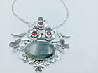 925 sterling Silver Labradorite &Garnet Gemstone Handmade Jewelry Necklace