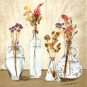 Serviettes en papier fleurs en vase bouteille pochet. Napkins flowers in vase - Imagen 1 de 1