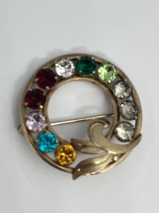 Vintage Van Dell 1/2012K GF Rhinestone Birthstone Mothers Grandmothers Brooch - Picture 1 of 4