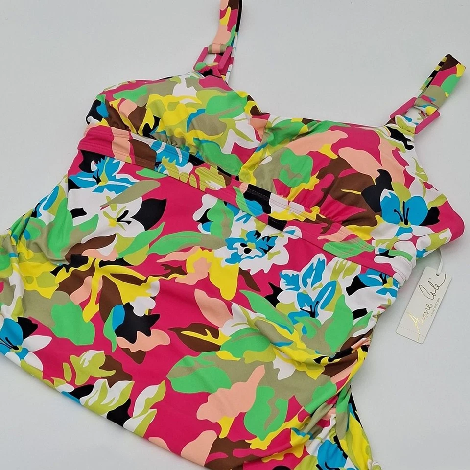 Camiseta Tankini Anne Cole Mujer 20W Talla Grande Fiesta Fácil Anillo Tri Rosa Foto 1 de 4