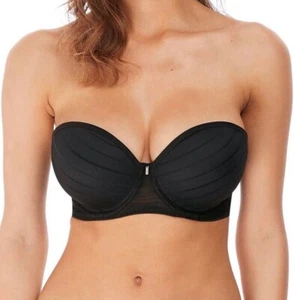 Freya Deco Cameo Bra Black Size 32GG Underwired Padded Moulded Strapless 3163 - Picture 1 of 12