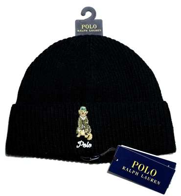 New Polo Ralph Lauren Golden Retriever Dog Puppy Black Beanie Winter Hat NWT - Image 1 of 4