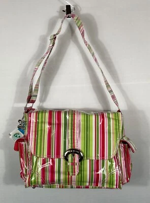 Kalencom Diaper Bag Green Stripes Bottle Bag Change Pad Zipper Bag 16x6x12 NWT - Image 1 of 4