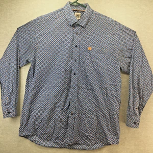 Cinch Shirt Mens XL Long Sleeve Button Up Navy Blue Orange Western - Picture 1 of 6