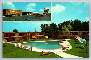 Cartolina Holiday Inn of Des Moines North Iowa Multview Pool 1961 Curt Teich - Foto 1 di 2
