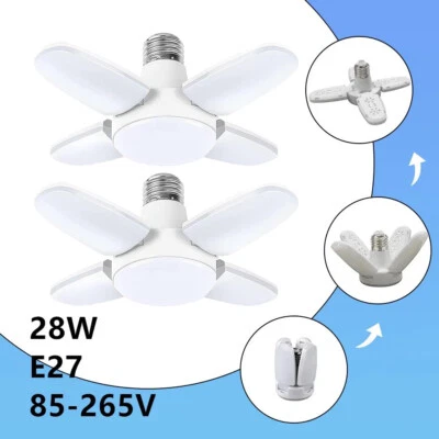 2 Pack Mini LED Garage Light Shop Ceiling Lights 28W E26 E27 Daylight Lamp 6500K - Image 1 of 4