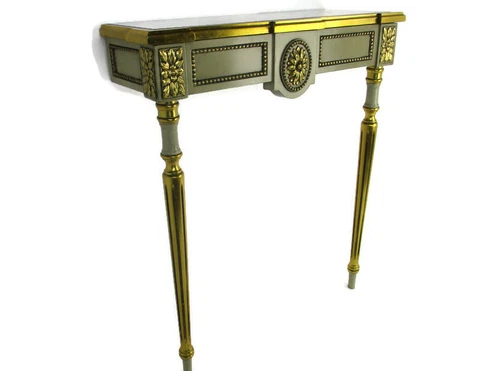 Wooden Wall Hallway Console table Ornate Smoked Glass top Hollywood Regency WOW Cover