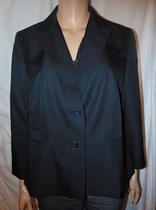 Neu mit Etikett Damen Größe 22w Evan-Picone Park Avenue schwarz & blau gestreifter Anzug Jacke - Bild 1 von 4