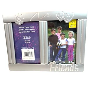 Silver Friends Picture Frame Double Openings 3 1/5 x 5 New B127 - Picture 1 of 6