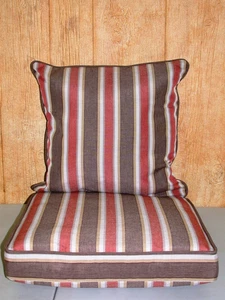 2 Pc Outdoor Deep Seat Chair Set ~ Scottsdale Stripe ~ 20x20x4 / 21.5x21.5x4 NEW - Picture 1 of 2