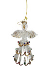 Christmas Ornament Acrylic Praying Angel Wings Painted Jewels Tiered on Skirt 3"