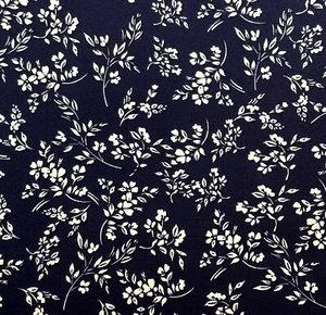 Cotton Fabric - Navy Blue & White Ditsy Floral Print Quilting Craft Dress Fabric - Picture 1 of 7