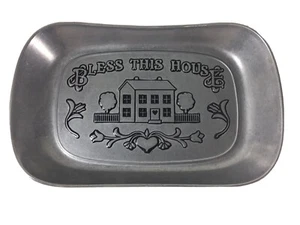 Wilton Pewter Bread Tray Armetale Serveware Bless This House Farmhouse Gray - Picture 1 of 12
