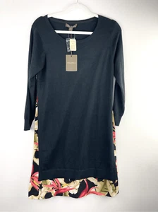 Mini abito maglione seta leggero nero Tommy Bahama nuovo con etichette con orlo floreale e - Foto 1 di 9