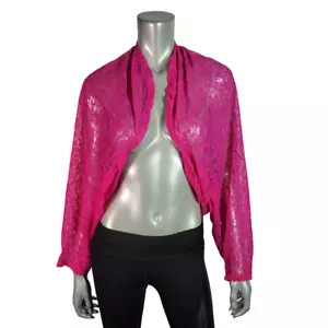 Logo by Lori Goldstein Spitze Achselzucken Top Übergröße 2X/3X Hot Pink Stretch Neu mit Etikett - Bild 1 von 6