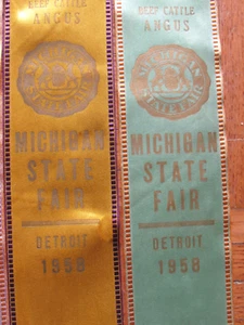 1958 FARM AWARD ANGUS BEEF CATTLE 6 RIBBON MICHIGAN STATE FAIR - Picture 1 of 4