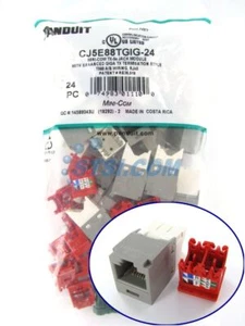 (24-PACK) Panduit CJ5E88TGIG-24 Cat5e Mini-Com Jack Module, Gray ~STSI - Picture 1 of 4