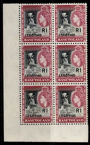 LESOTHO QEII SG120A + 120Aa, 1r LESOTHO flaw in BLOCK x 6, NH MINT. Cat £125. - Picture 1 of 1