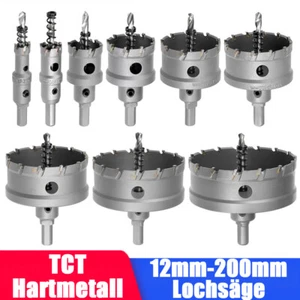 Lochsäge Hartmetall TCT Bohrkrone Kreisschneider für Edelstahl 12mm-200mm Bohrer - Picture 1 of 10