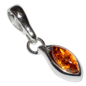 Ciondolo 0,8g Autentico Ambra Baltica Argento Sterling 925 Gioielli N-A558A - Foto 1 di 1
