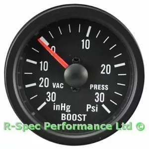 52mm Black Face / Clear Lens Mechanical Turbo Boost Pressure Gauge Kit - PSI - Picture 1 of 4