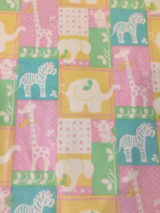 15" PINK NURSERY JUNGLE PATCH BY FABRIC TRADITIONS BABY BLANKET GIRL KIDS COTTON - Picture 1 of 5