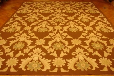 Brown Hand-Woven 9x12 All-Over Floral Venetian Design Transitional Rug - Image 1 of 4