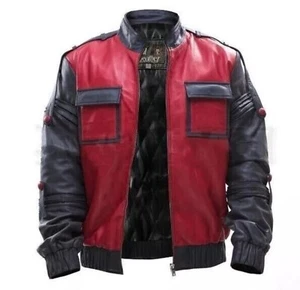 Back to the Future 2 Marty McFly Jacket Michael J Fox Red Leather Cosplay - Picture 1 of 4