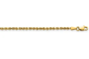 Cadena de cuerda de corte diamante semisólido de oro 14K - 2,25 mm - Imagen 1 de 5